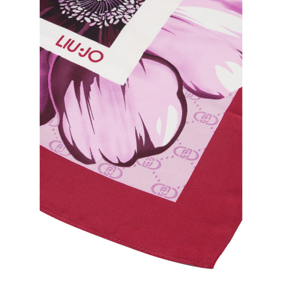 Foulard Donna in tessuto rosa a fiori dettaglio