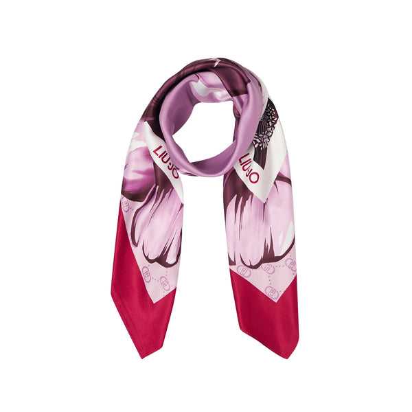 Foulard Donna in tessuto rosa a fiori