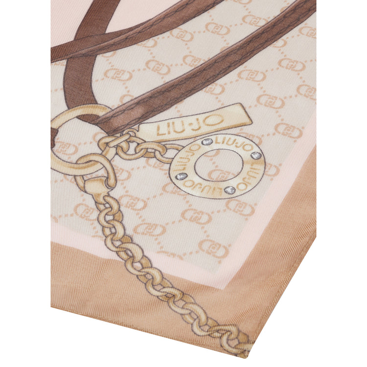 Foulard Donna in modal con stampa grafica beige dettaglio