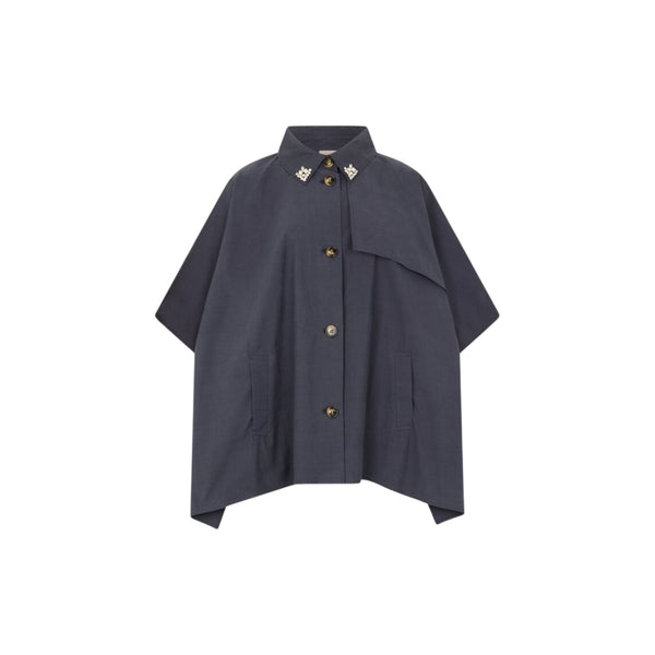 Trench Donna a mezza manica con colletto Blu
