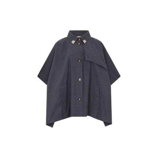 Trench Donna a mezza manica con colletto Blu