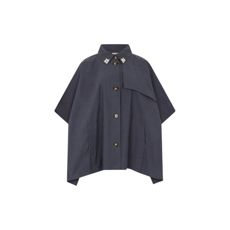 Trench Donna a mezza manica con colletto Blu
