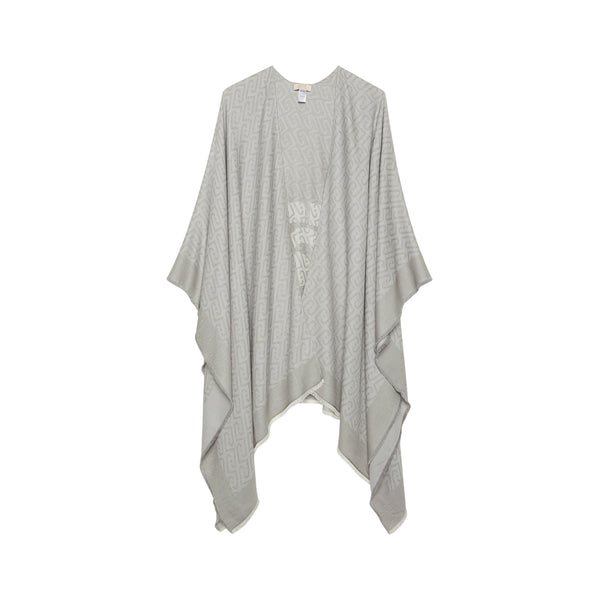 Poncho Donna con logo jacquard Grigio