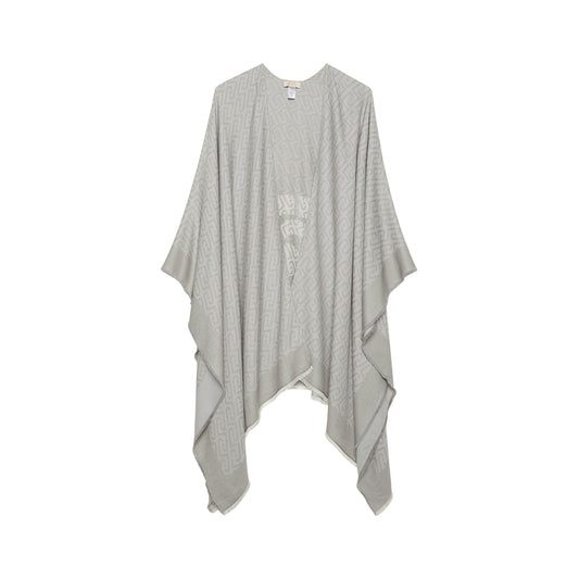 Poncho Donna con logo jacquard Grigio