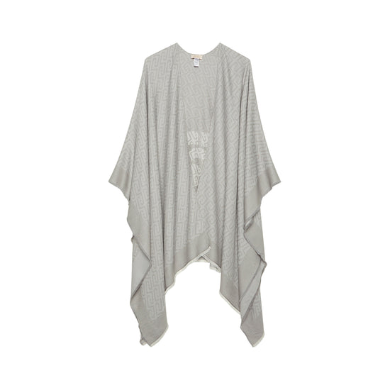 Poncho Donna con logo jacquard Grigio