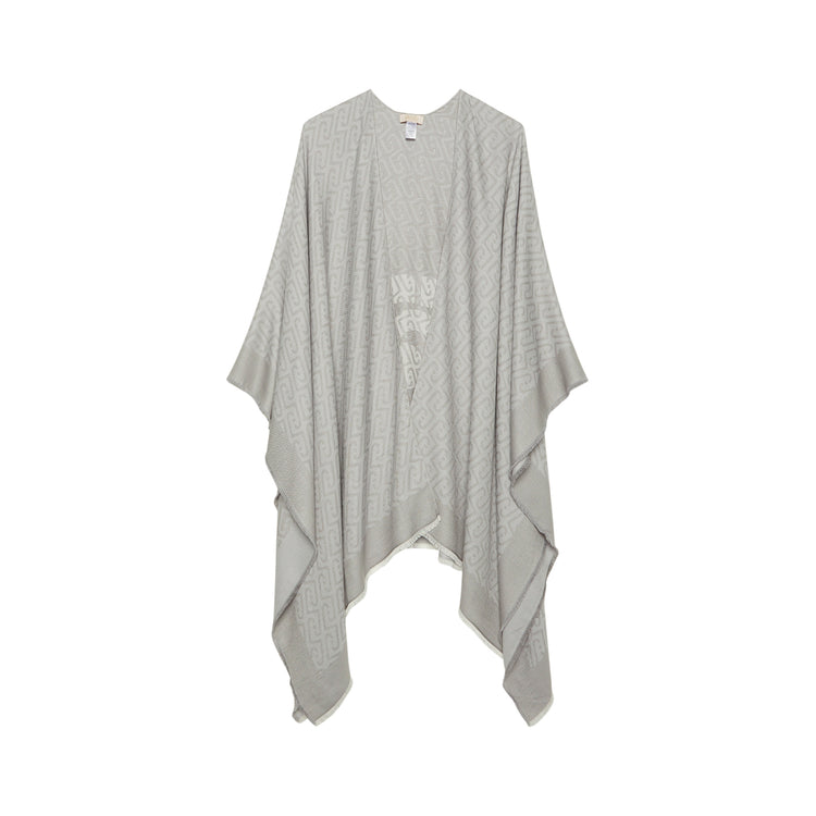 Poncho Donna con logo jacquard Grigio