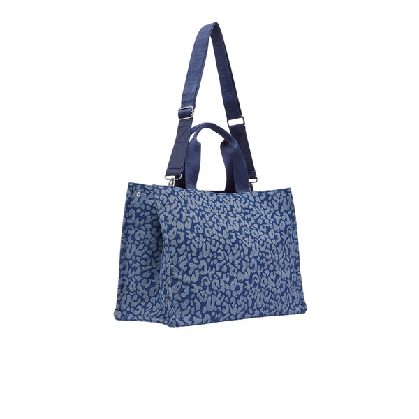 Borsa Donna a mano, in denim, con logo strass