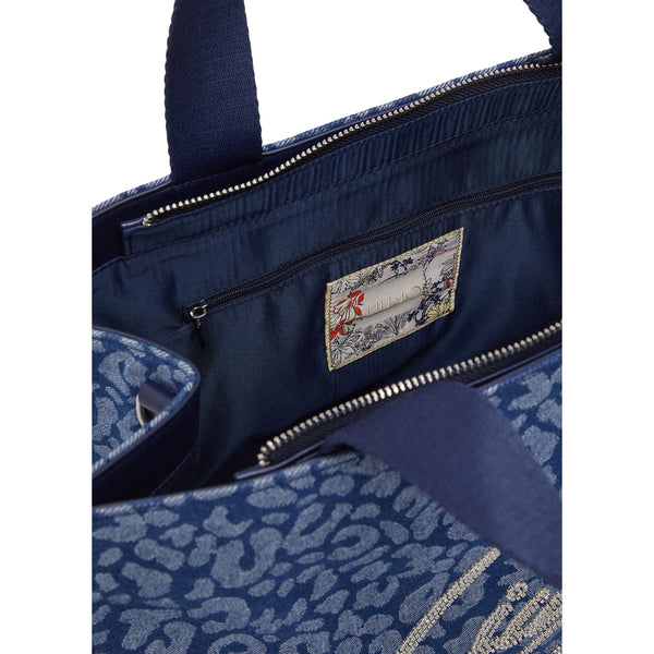 Borsa Donna a mano, in denim, con logo strass