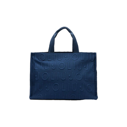 Borsa tote Donna media in maglia logata Blu