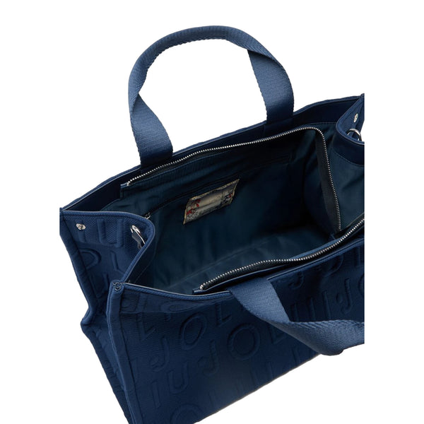 Borsa tote Donna media in maglia logata Blu interno