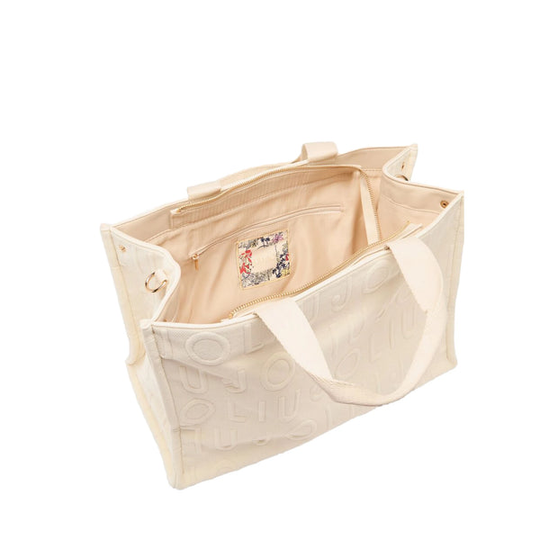 Borsa tote Donna media in maglia logata tinta unita interno