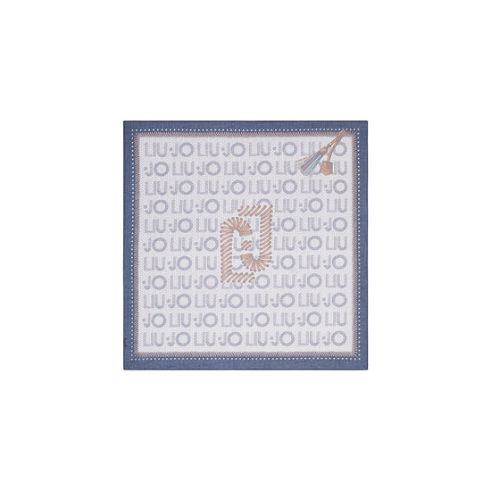 Foulard Donna in tessuto stampato con logo Blu