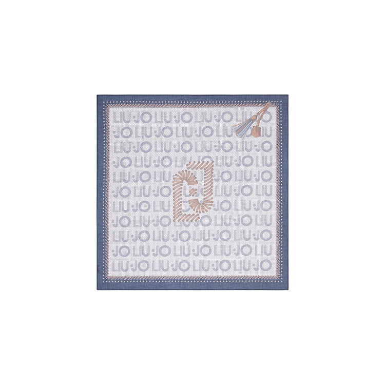 Foulard Donna in tessuto stampato con logo Blu
