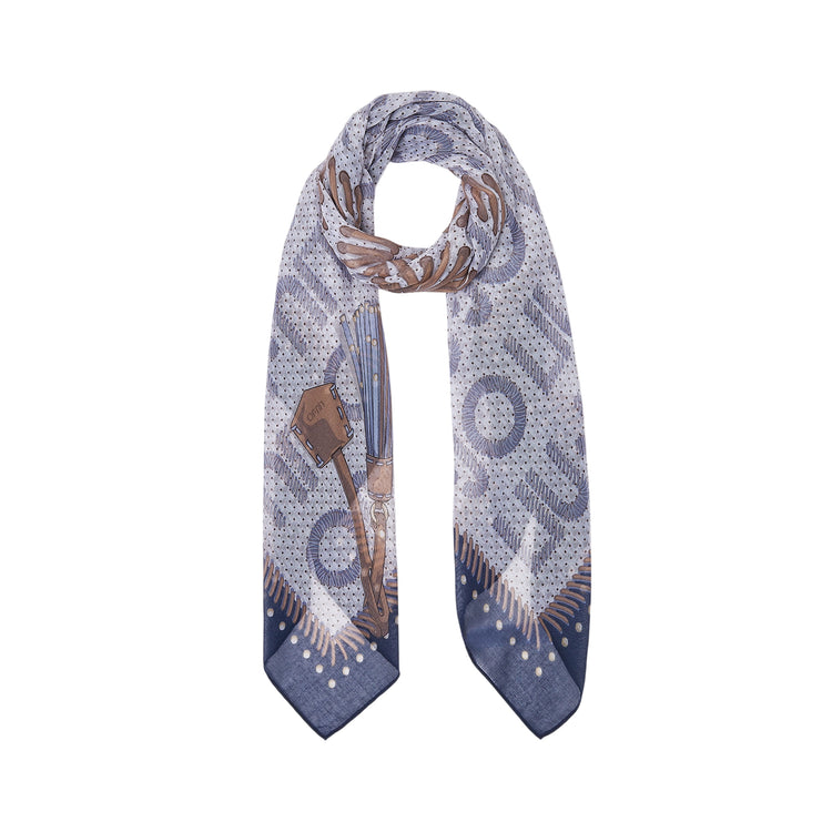 Foulard Donna in tessuto stampato con logo Blu