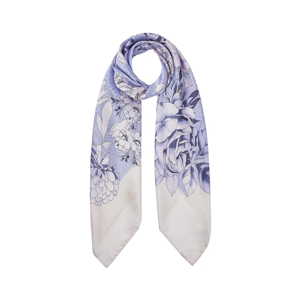 Foulard grande in tessuto a fiori azzurro