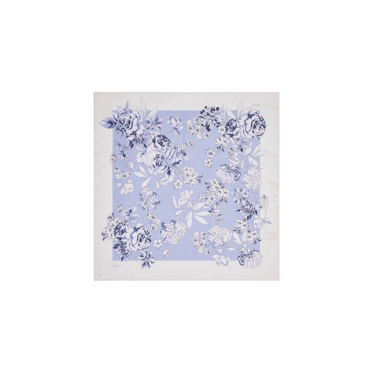 Foulard grande in tessuto a fiori azzurro
