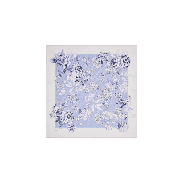 Foulard grande in tessuto a fiori azzurro