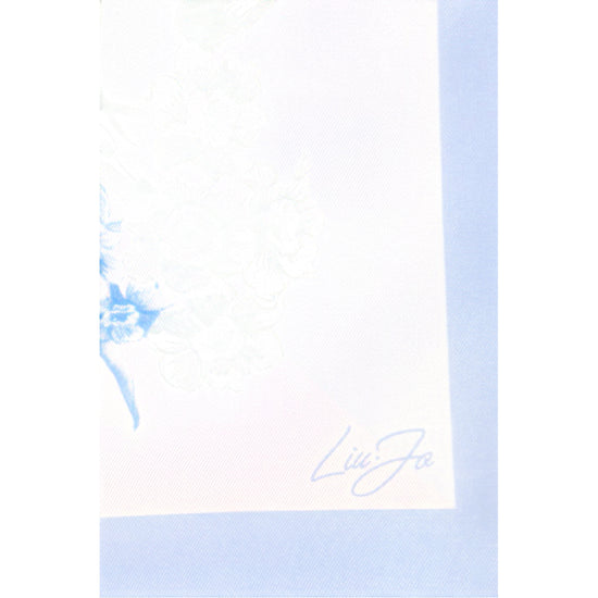Foulard azzurro rettangolare con stampa floreale 
