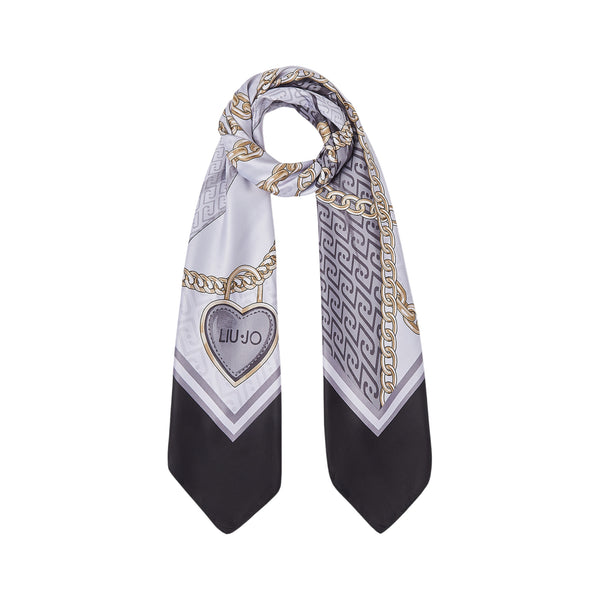 Foulard grande Donna con fiocco e catene Nero
