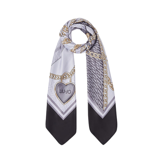 Foulard grande Donna con fiocco e catene Nero