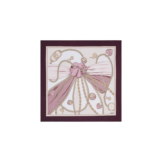 Foulard grande Donna con stampa fiocco e catene