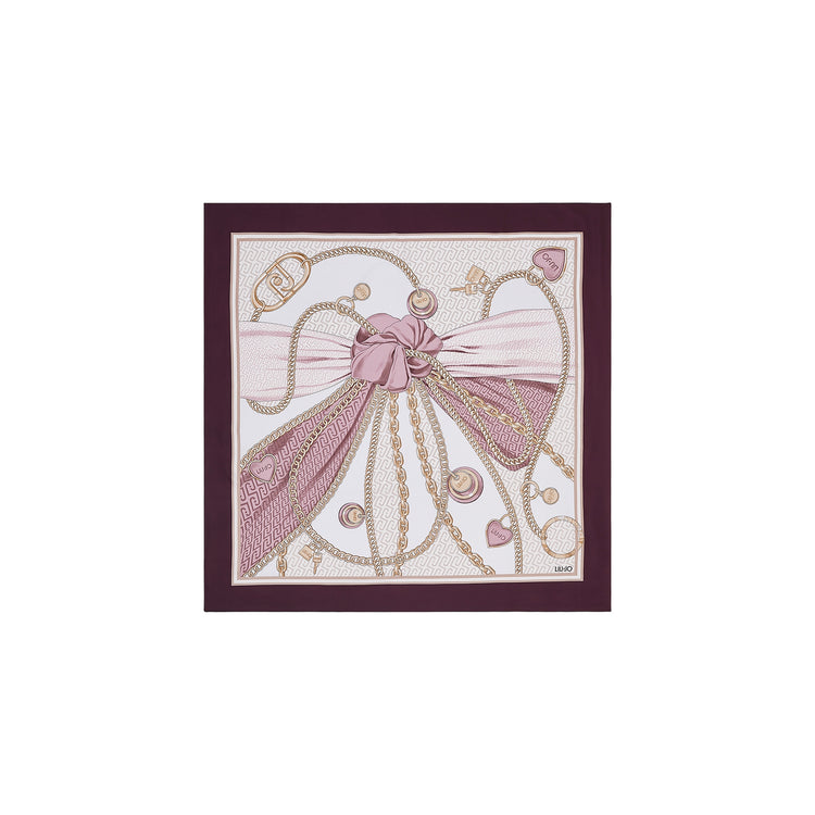 Foulard grande Donna con stampa fiocco e catene