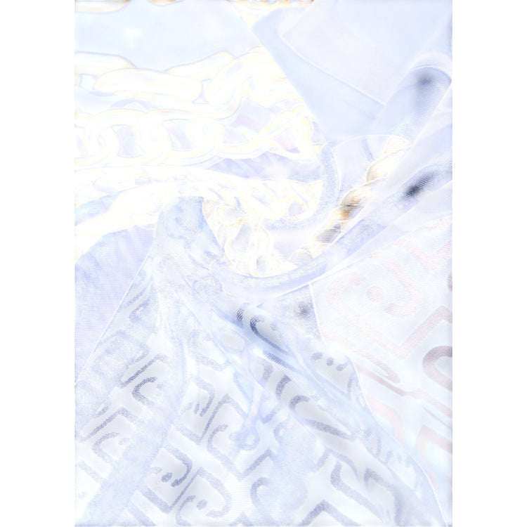 Foulard grande Donna con fiocco e catene Blu