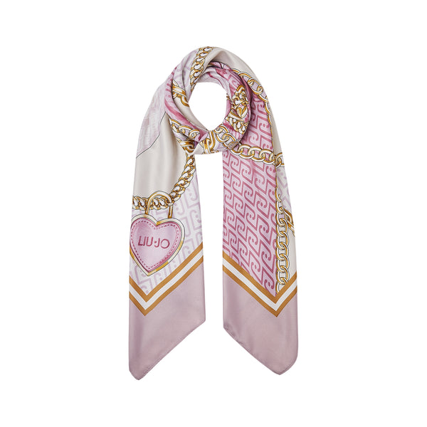 Foulard grande Donna con fiocco e catene Rosa