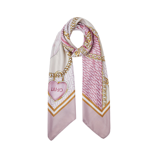 Foulard grande Donna con fiocco e catene Rosa