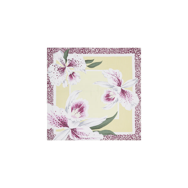 Foulard Donna con orchidea su sfondo rigato
