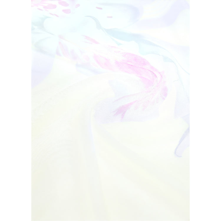 Foulard Donna con orchidea su sfondo rigato dettaglio