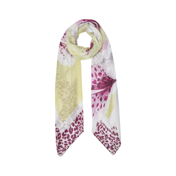 Foulard Donna con orchidea su sfondo rigato
