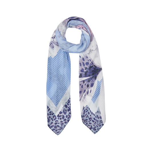 Foulard Donna con bordi animalier Blu