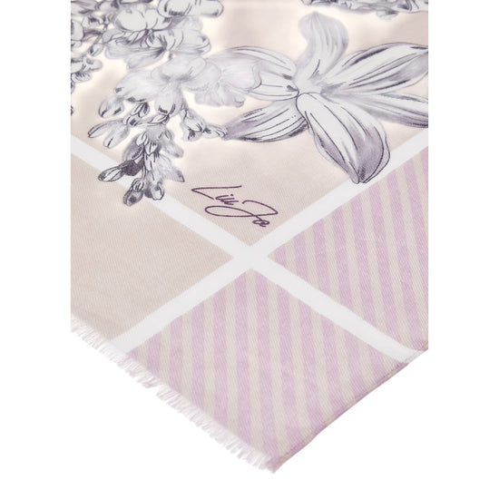 Stola Donna con fiori stampati Rosa dettaglio