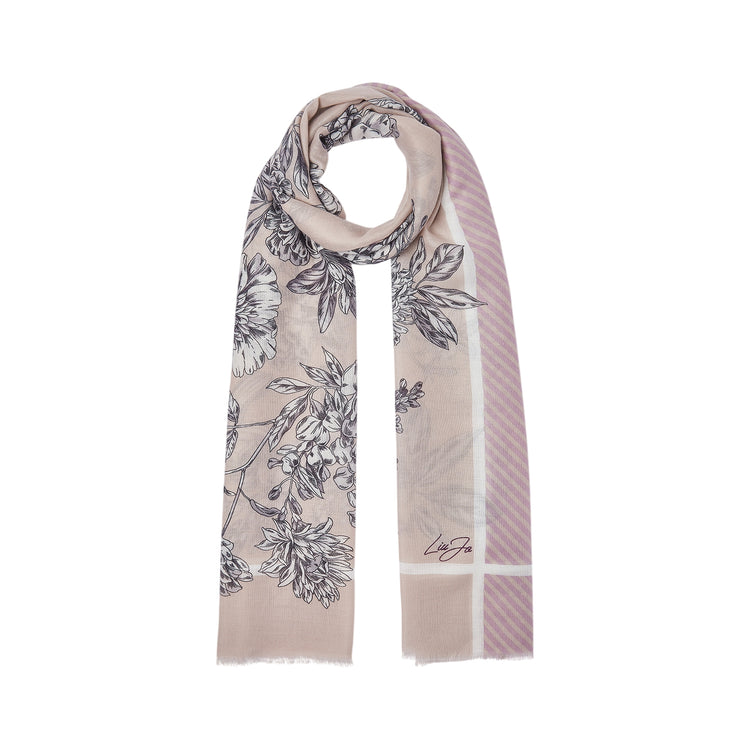 Stola Donna con fiori stampati Rosa