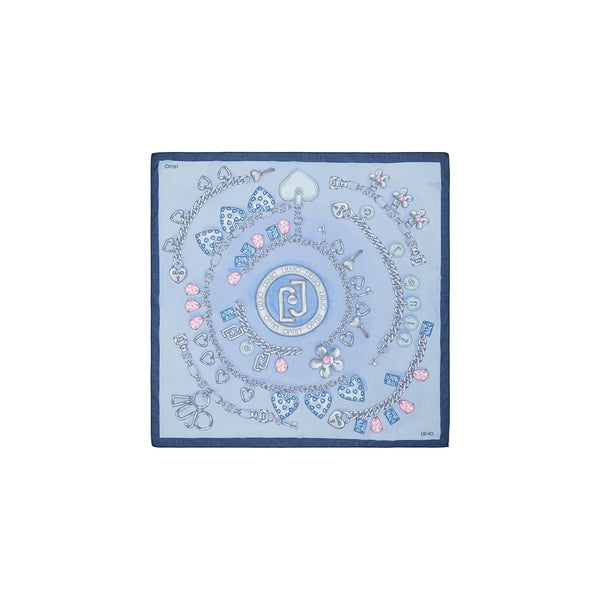 Foulard Donna Blu con stampe gioielli