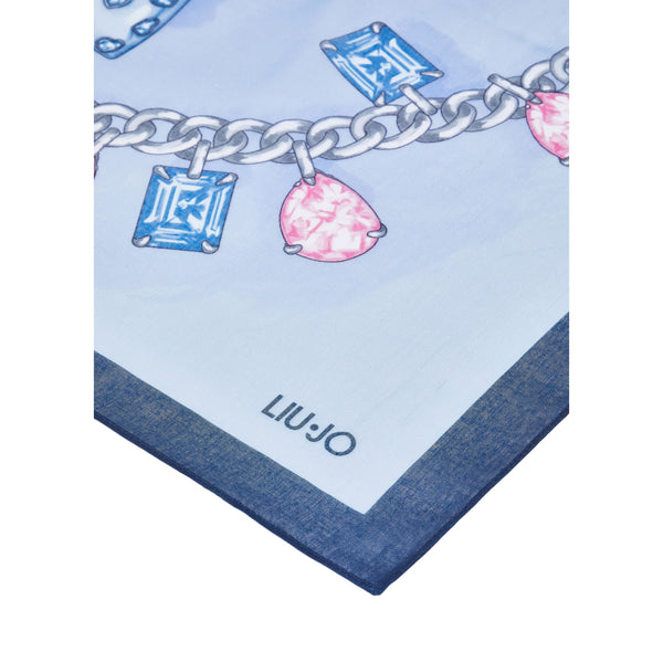 Foulard Donna Blu con stampe gioielli dettaglio