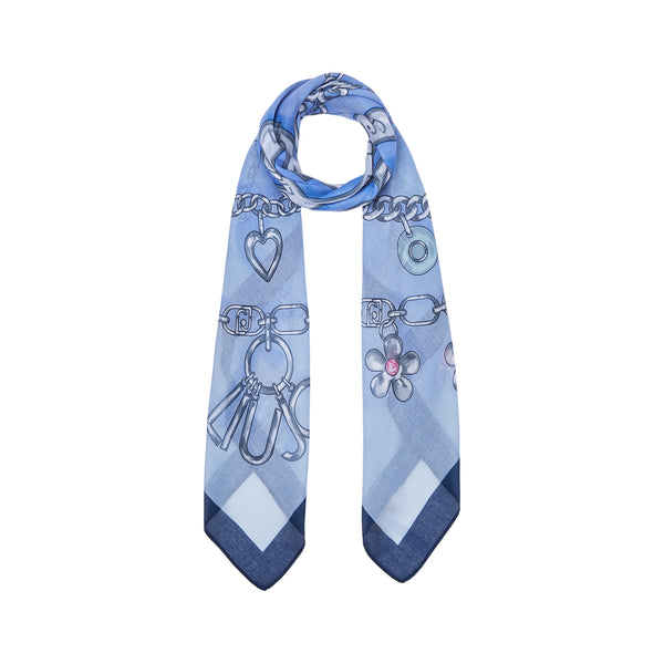 Foulard Donna Blu con stampe gioielli