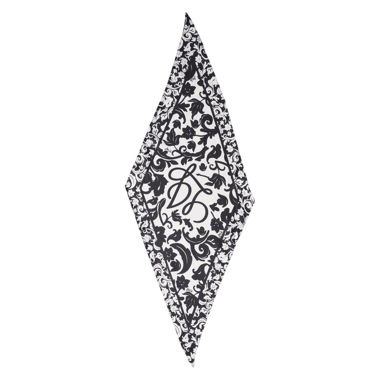 Foulard bianco e nero stampa floreale