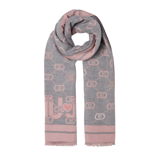 Stola Donna con logo jacquard Grigio