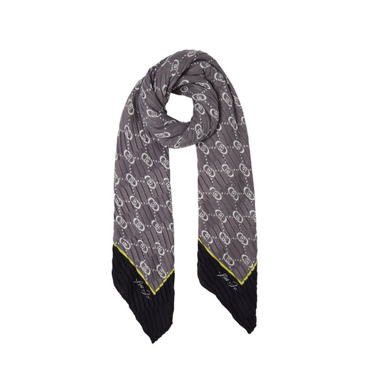 Foulard Donna plissé logato Nero