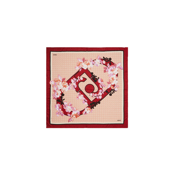 Foulard Donna Rosso con stampa floreale