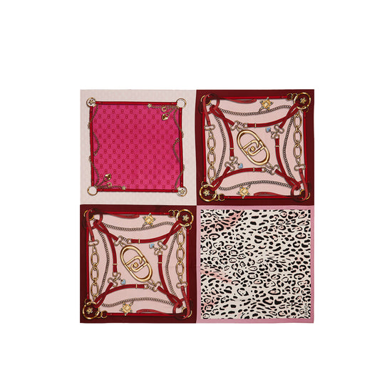 Foulard Donna con stampa patchwork rosa