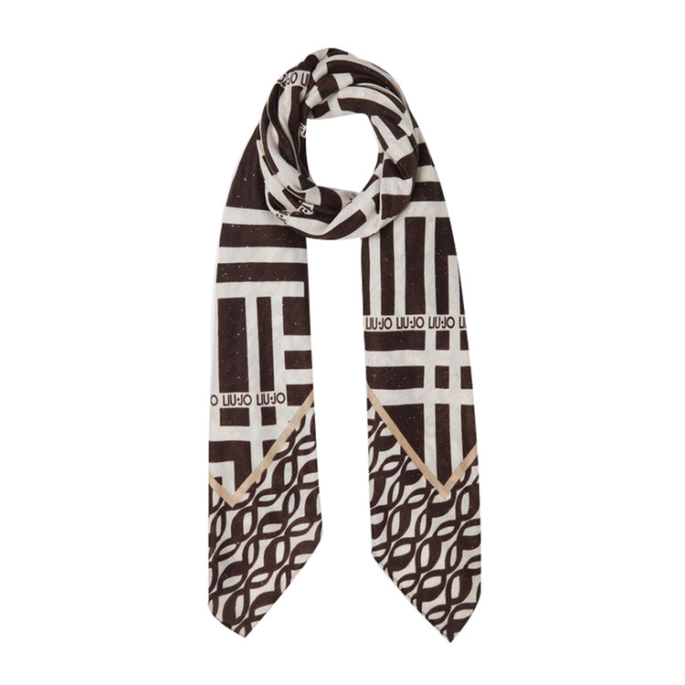 Foulard Donna con stampa all over marrone