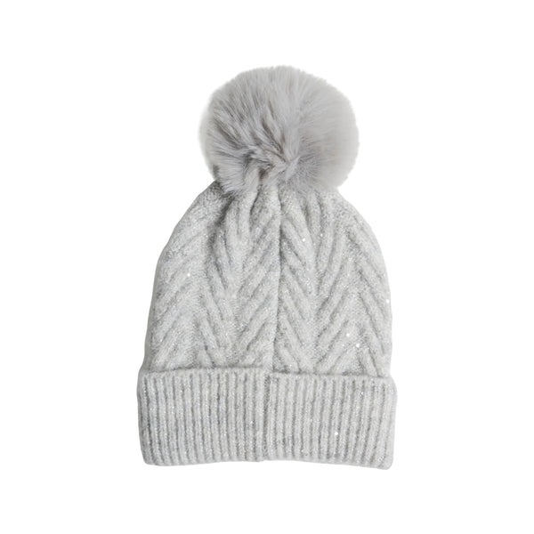 Berretto Donna in lana con pompon Grigio retro