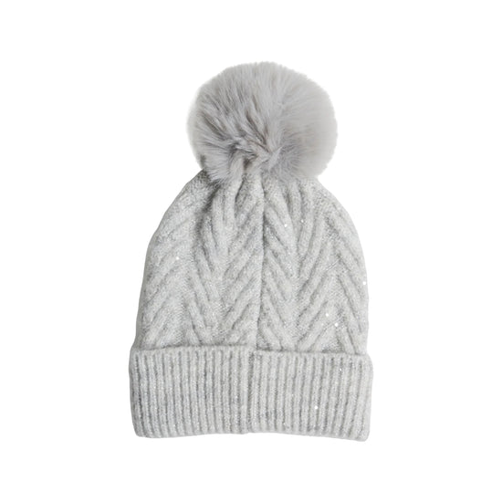 Berretto Donna in lana con pompon Grigio retro