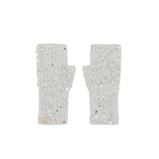 Guanti in maglia con paillettes Grigio