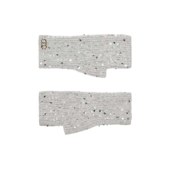 Guanti in maglia con paillettes Grigio 