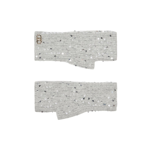 Guanti in maglia con paillettes Grigio 