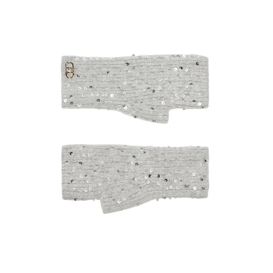 Guanti in maglia con paillettes Grigio 